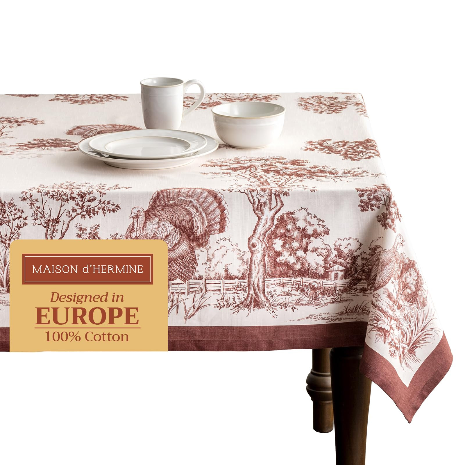 Maison d' Hermine Table Cloth Rectangle Table 100% Cotton 70 x 120 Inches Fall Tablecloth Reusabl... | Amazon (US)