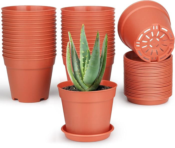 SwinDuck 4 inch Small Plant Pots, 28 Pack Plastic Planters with Drainage Holes and Saucers for Fl... | Amazon (US)
