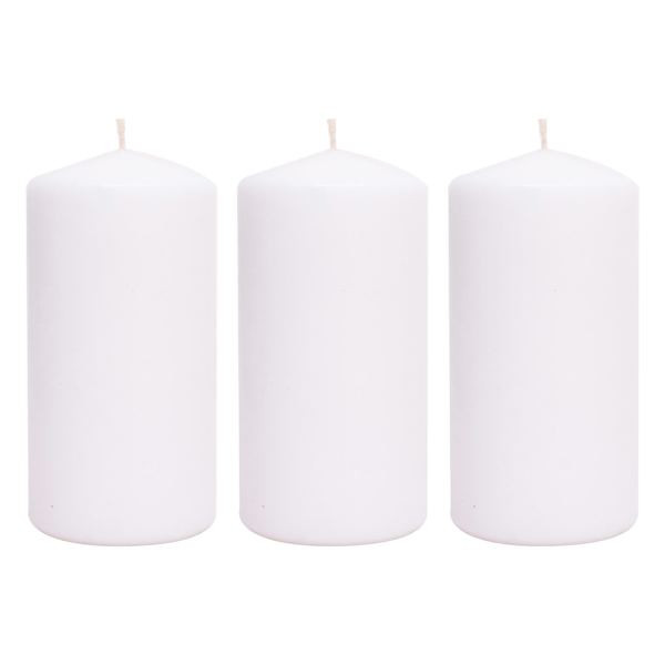 3-Pack White Unscented Overdip Pillar Candles, 5.6" | At Home