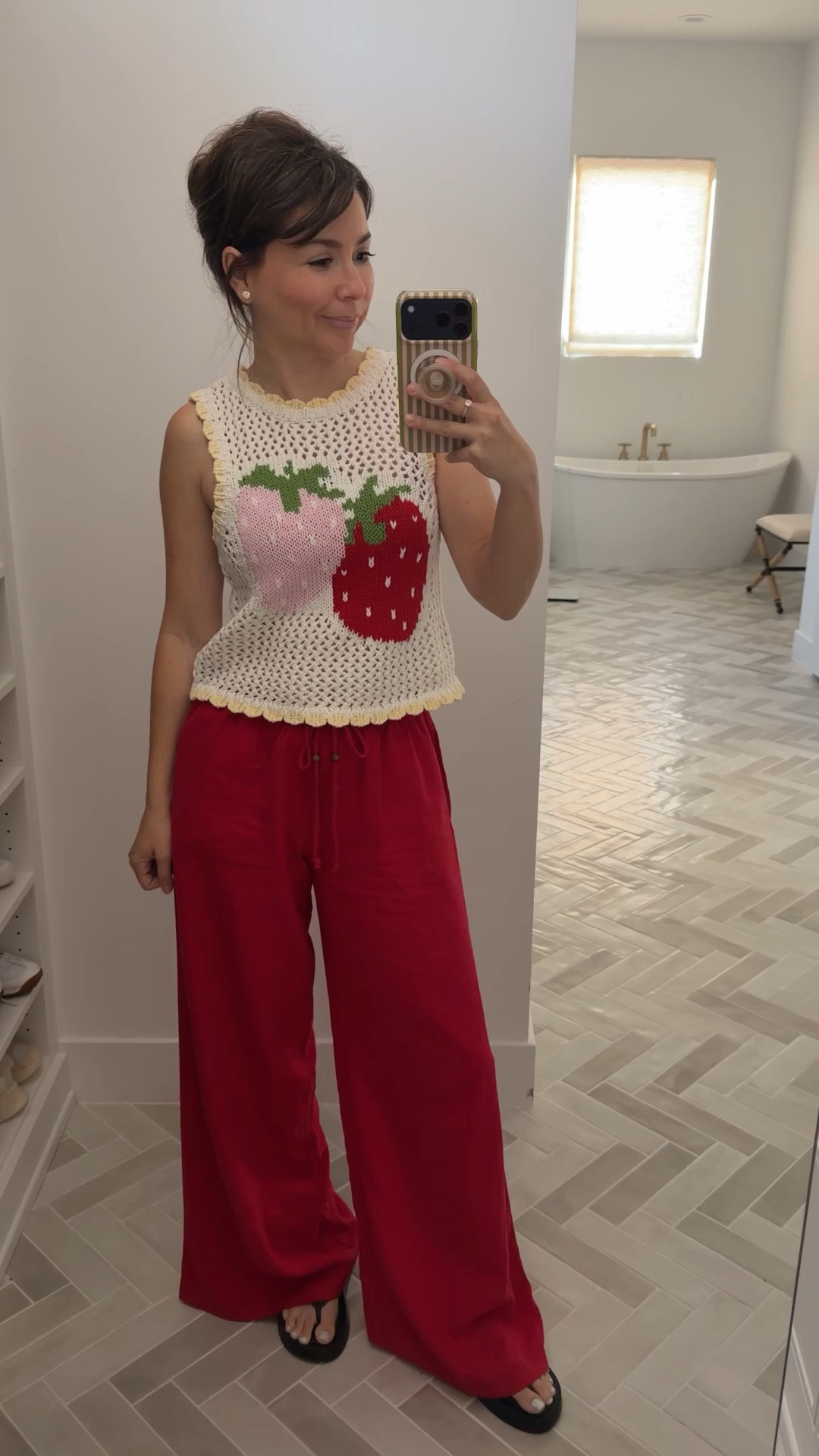 strawberry crochet top + red wide leg linen pants and I am not taking this off

petite friendly wide leg pants that actually work at 5’2

Top XS 
Pants XS

#LTKootd #LTKPetite