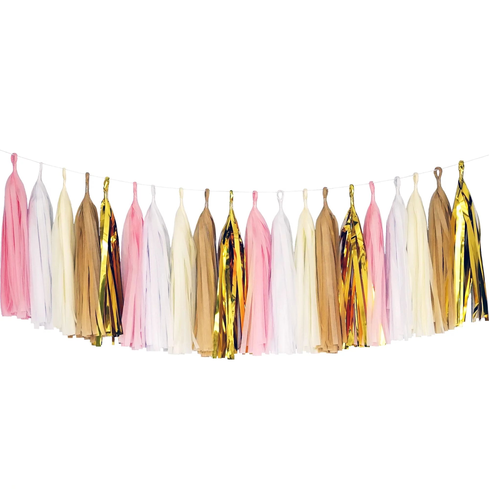 Tissue Paper Tassel DIY Party Garland (20 Tassels Per Package) - Pink, White, Ivory, Tan, Gold My... | Walmart (US)