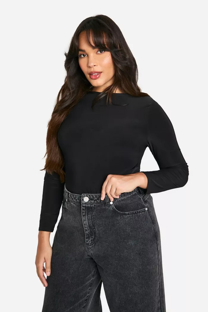 Plus Shoulder Pad Long Sleeve Top | boohoo (US & Canada)