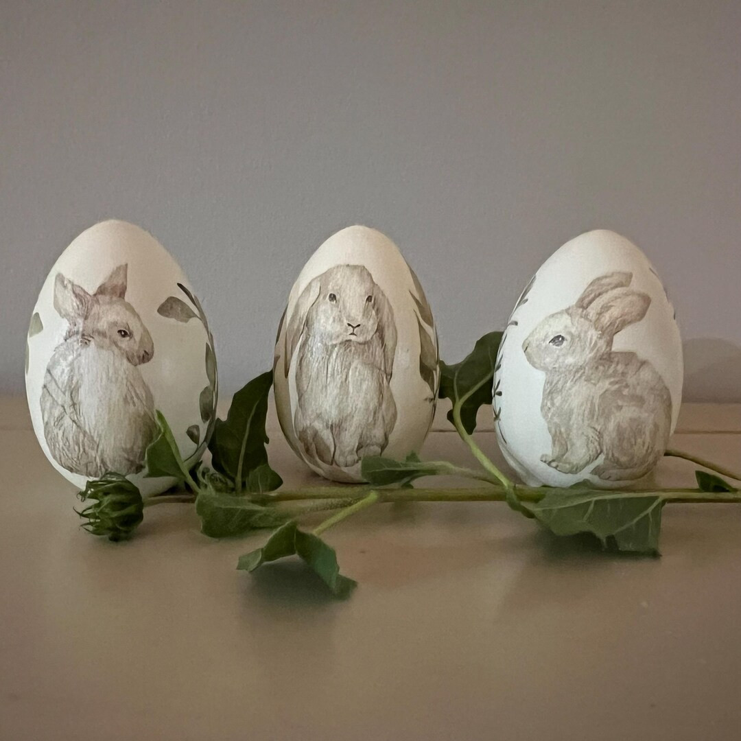 Bunny Decoupage Personalized Eggs, Decorative Easter Eggs, Free Standing Wooden Egg, Spring Cotta... | Etsy (US)