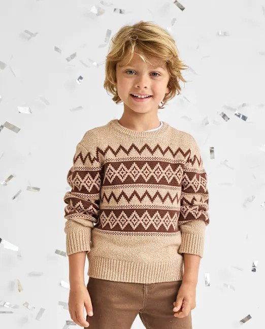 Baby And Toddler Boys Fairisle Sweater - brown | The Children's Place