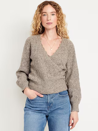 Wool-Blend Wrap-Front Sweater | Old Navy (US)