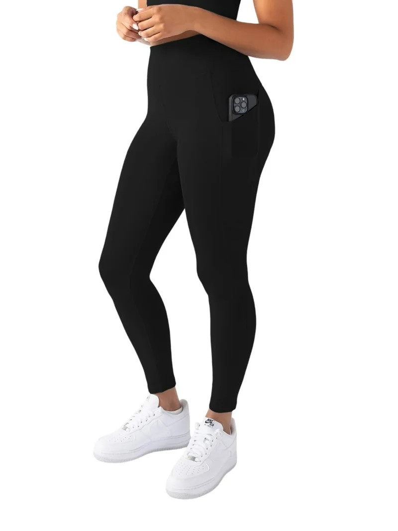 YITTY Active Women's UltraLuxe High-Waist Pocket Legging, Athleisure, 4-Way-Stretch, Iconic Black... | Walmart (US)