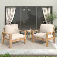 Christopher Knight Home - Mason Outdoor Patio Chair Set with Cushions and Acacia Wood Frame | Bed Bath & Beyond