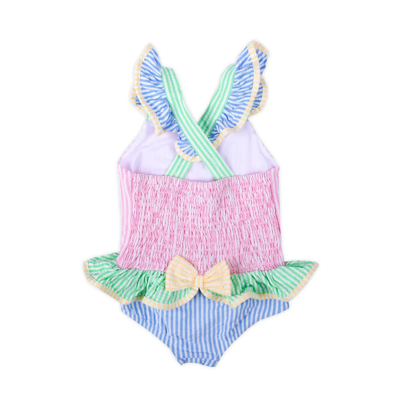 Colorblock Seersucker One Piece Swimsuit | Classic Whimsy