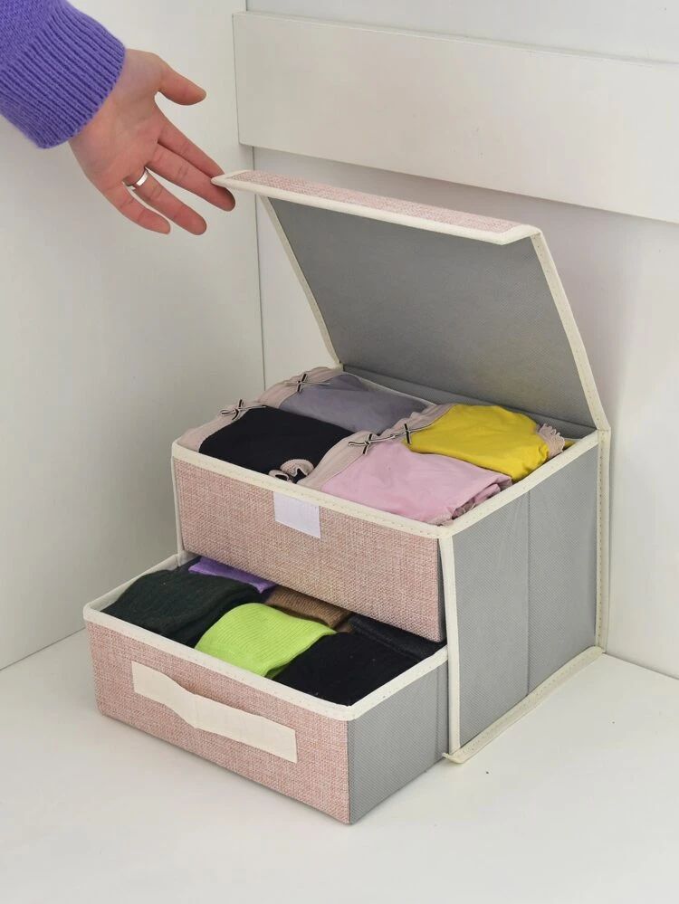 1pc Double Layer Underwear Storage Box | SHEIN