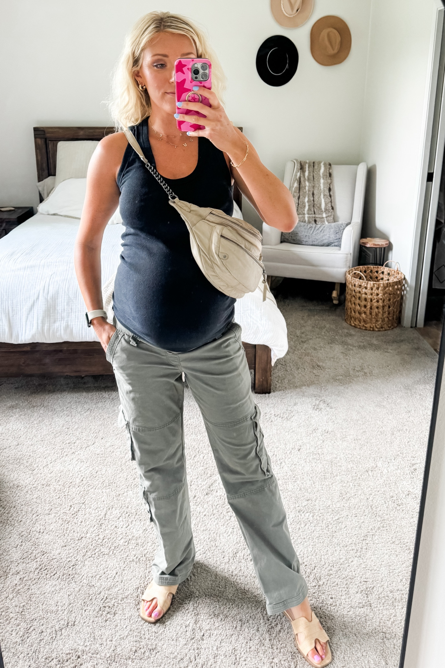 Maternity OOTD as I run off to my last hair appointment before baby! I can’t get enough of these maternity cargo pants from Abercrombie and their ribbed maternity tanks that I’m wearing here. Wearing a small in the tank and a 28 in the pants. 

#LTKStyleTip #LTKBump #LTKFindsUnder100