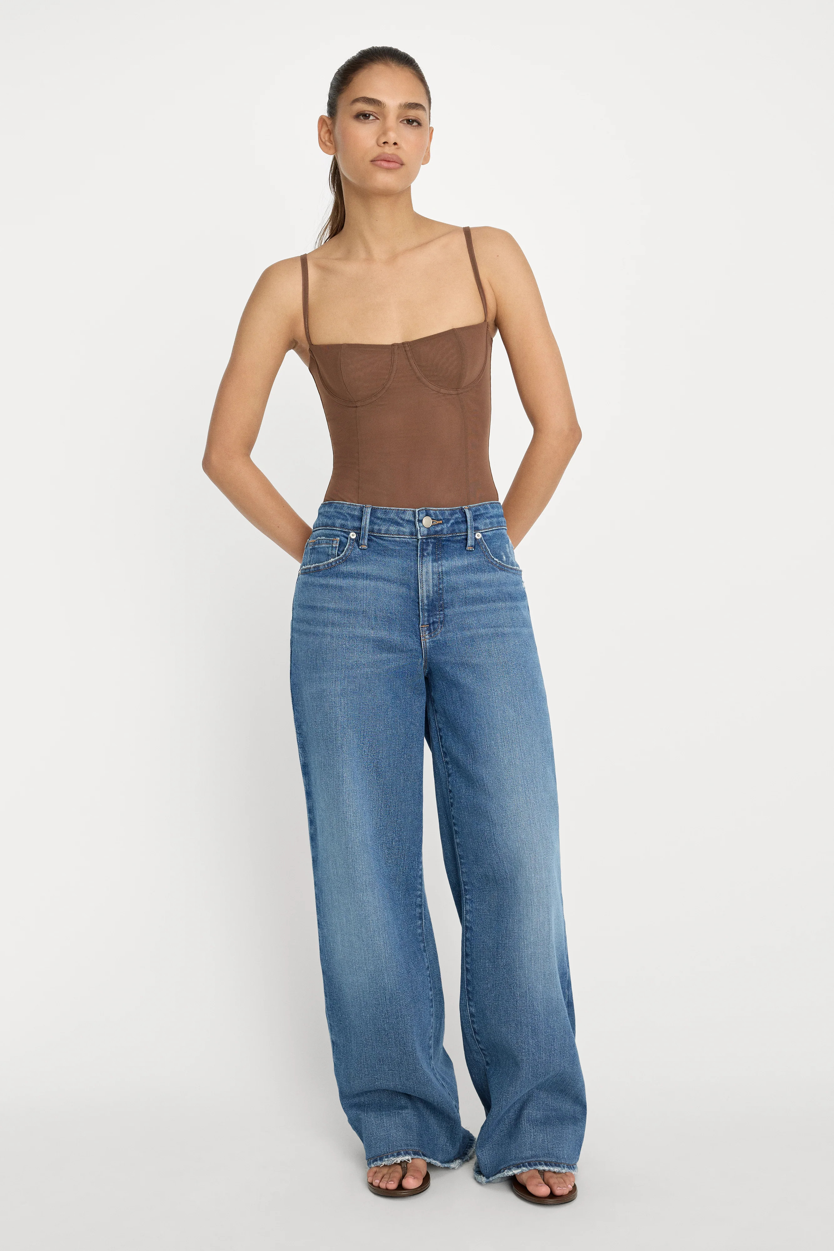 MESH BUSTIER BODYSUIT | SADDLEWOOD - GOOD AMERICAN | Good American