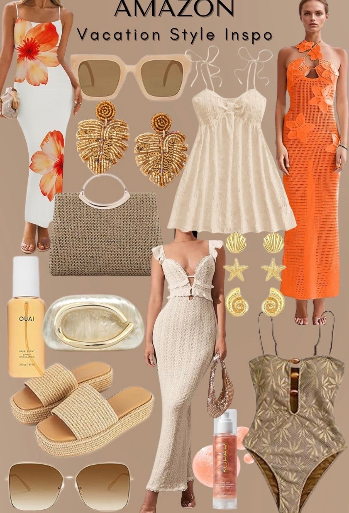 Amazon resort wear style that looks WAYYYY more expensive than it is! ☀️ Affordable pieces to take with you on your next Vacay that look so chic! 🧡🌊

#amazon 
#amazon finds
#amazon fashion
#amazon handbags 
#amazon jewelry 
#amazon vacation 
#travel essentials 
#travel fashion
#resort wear 
#vacation fashion
#vacation outfit
#one piece swim
#swim cover up 
#crochet swim suit 
#Crochet dress ￼
#white beach dress
#floral maxi dress
#flowy dress 
#halter neck dress 
#straw handbag
#top handle bag
#beach handbag 
#acrylic evening clutch 
#beach maxi dress 
#cami sun dress  
#beach jewelry 
#gold earrings
#printed mini dress 
#hawaiian dress 
#vacation body spray
#gold sunglasses 
#retro sunglasses 
#gold beach earrings 
#14k gold plated
#oversized sunglasses 
#mini dress
#kopari shimmer spf 
#palm leaf earrings 
#brown cutout swimsuit 
#Raffia platform sandals ￼
#espadrille sandals
#knitted dress ￼
#boho mini dress
#secy vacation dinner dress
#vacation dinner outfit 
#neutral fashion finds 
#ootd  
￼

#LTKTravel #LTKootd #LTKSwim