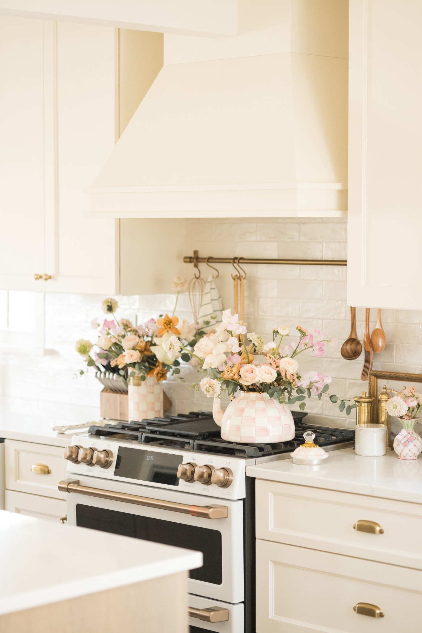 Rosy check collection from Mackenzie-Childs meets a warm and inviting kitchen design. Mothers Day hosting and gifts 

#LTKhome #LTKGiftGuide