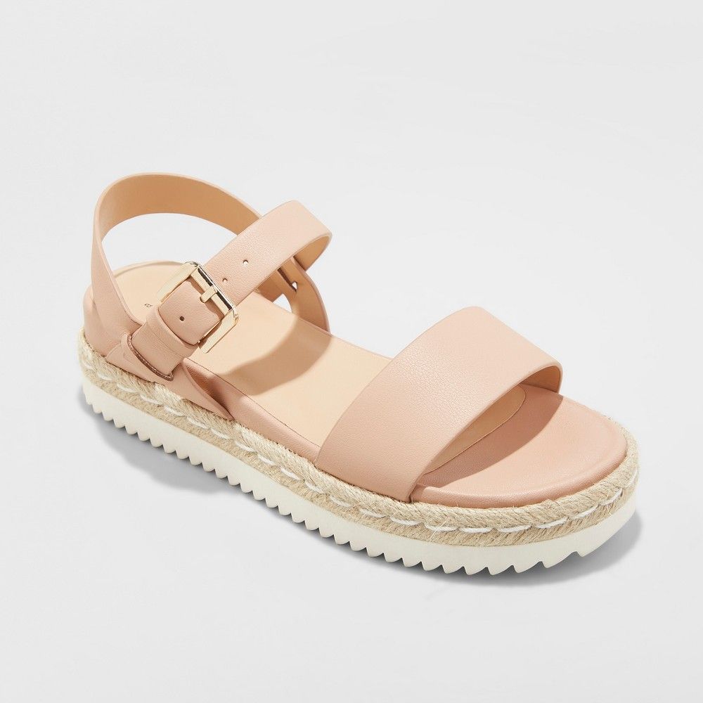 Women's Rianne Espadrille Ankle Strap Sandals - A New Day Blush 5.5 | Target