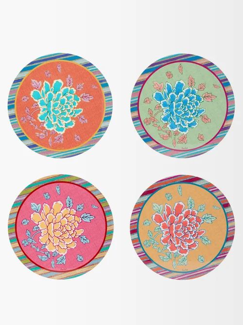 Lisa Corti - Set Of Four Floral-print Placemats - Womens - Multi | Matches (US)