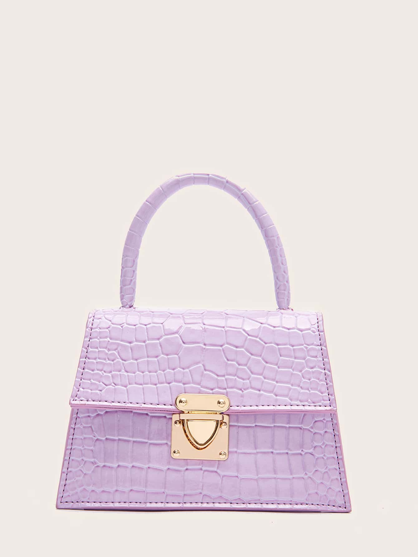 Croc Embossed Push Lock Satchel Bag | SHEIN