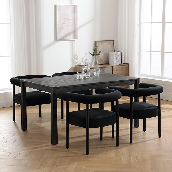 Mid-Century Modern Dining Chairs Set of 4, Armrest Barrel Dining Chairs Side Chairs with Curved B... | Amazon (US)