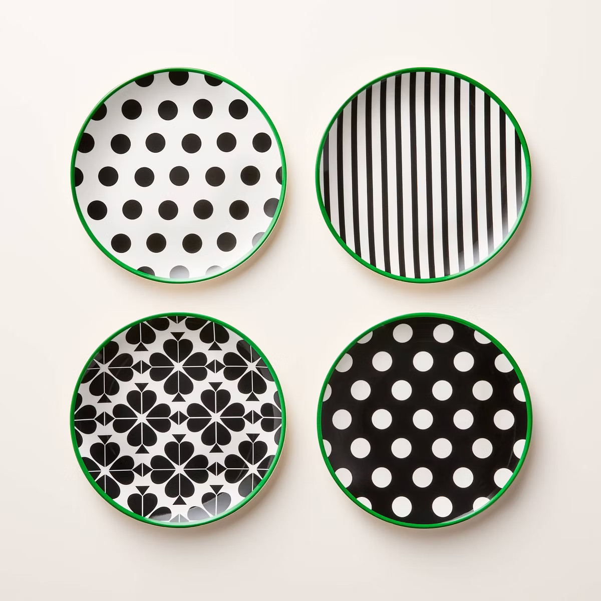 4pc Melamine Plate Set Black/Cream/Green - kate spade new york x Target | Target