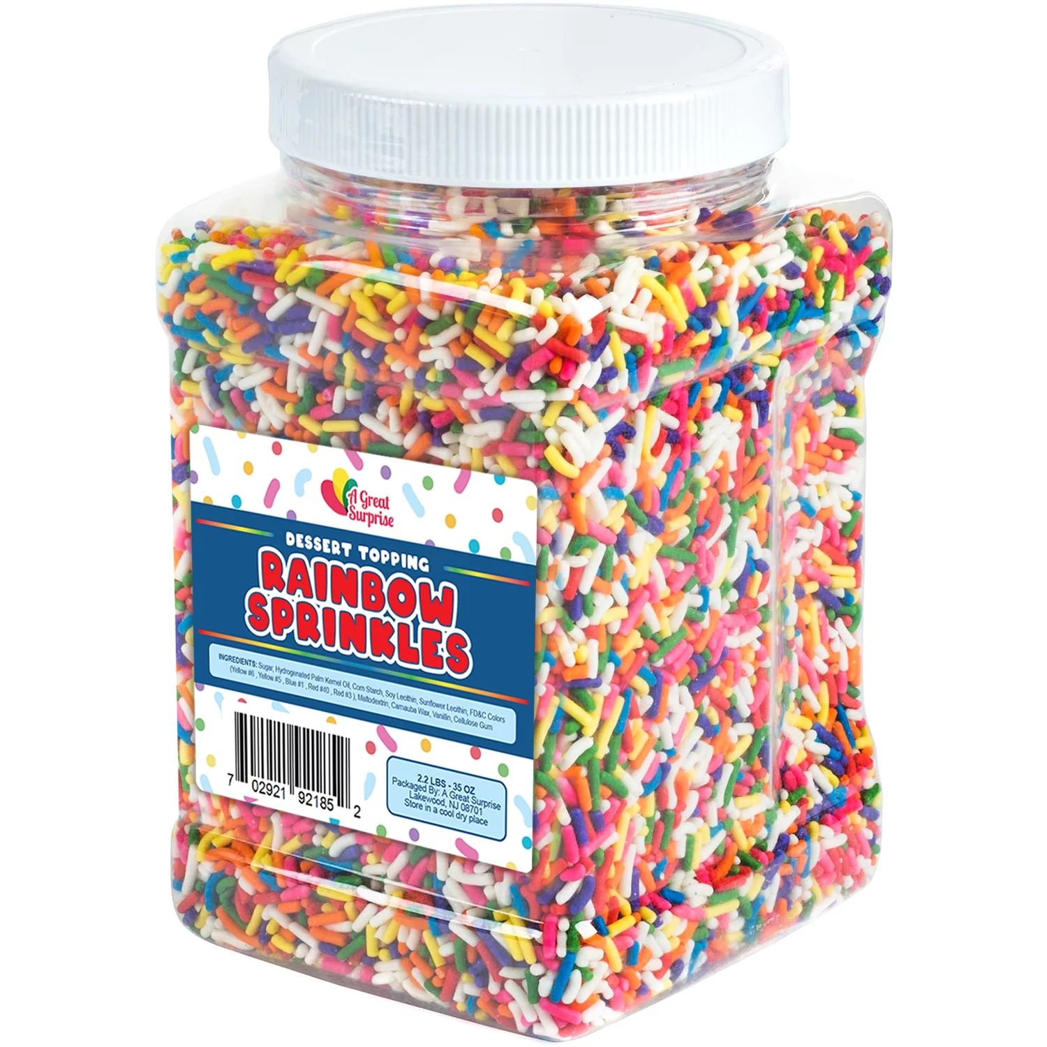 Rainbow Sprinkles Bulk - 2.2 Pounds - Sprinkle Candy - Decorating Jimmies - Resealable Container | Walmart (US)