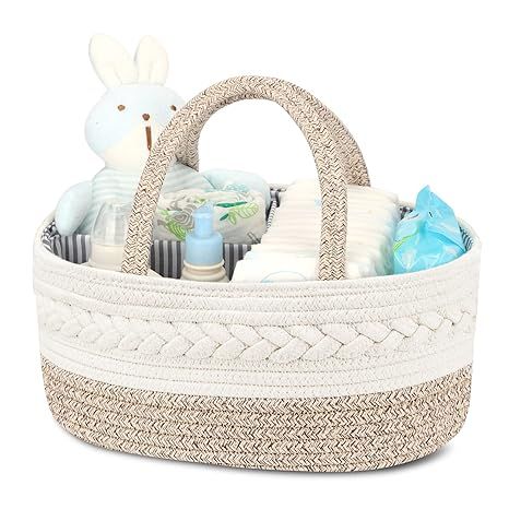 Maliton Diaper Caddy Organizer for Baby, Cotton Rope Baby Gift Basket, Portable Diaper Organizer ... | Amazon (US)
