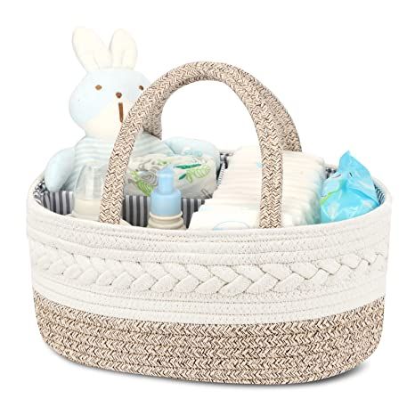 Maliton Diaper Caddy Organizer for Baby, Cotton Rope , Changing Table Diaper Storage Baskets for ... | Amazon (US)