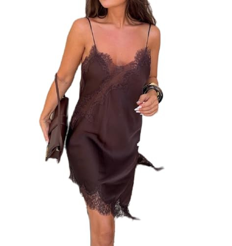 Women Lace Trim Camisole Tops Backless Spaghetti Strap Tank Top Sleeveless Flowy Tunic Blouses Summer Going Out Tops | Amazon (US)