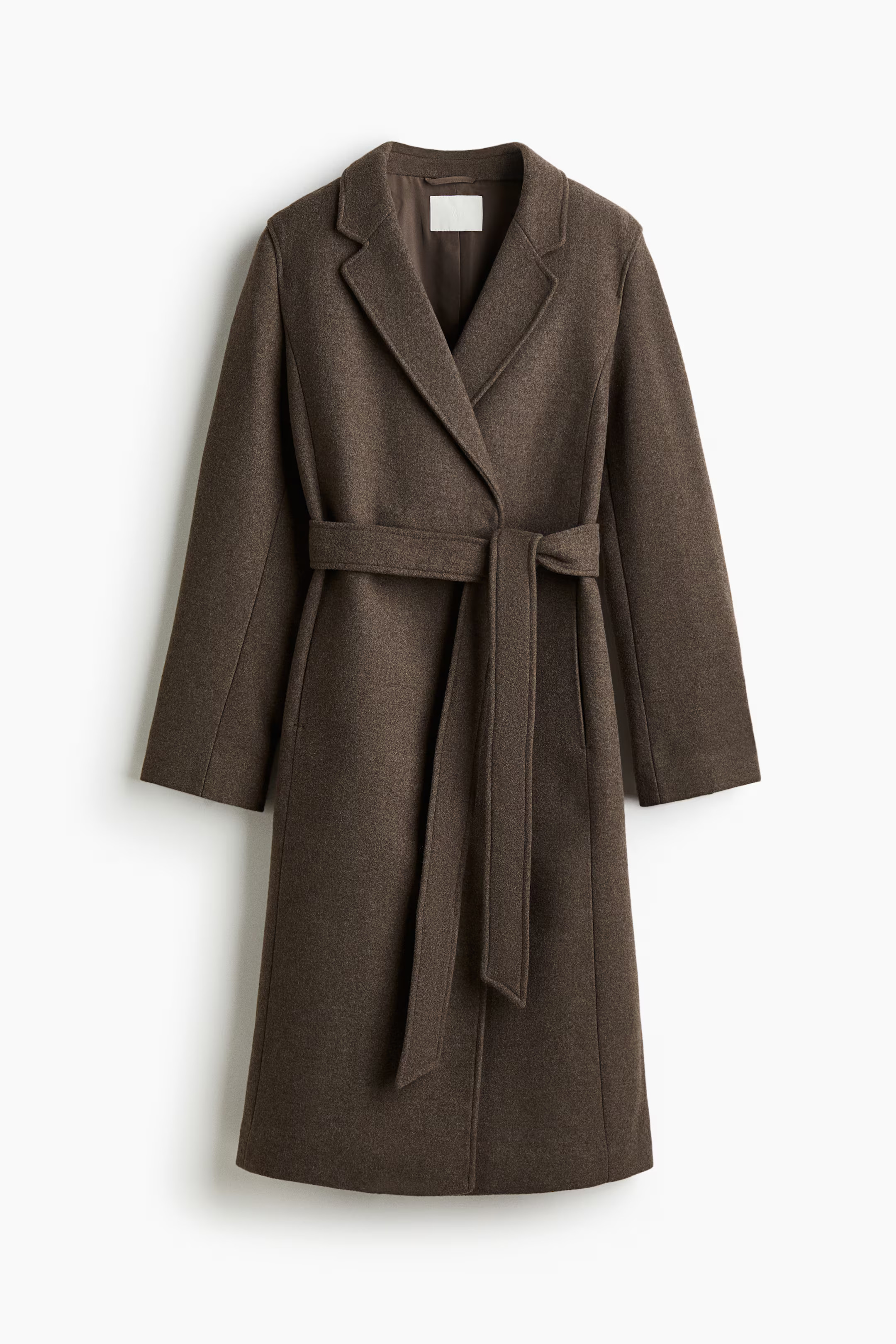 Tie-Belt Coat - Dark brown melange - Ladies | H&M US | H&M (US + CA)