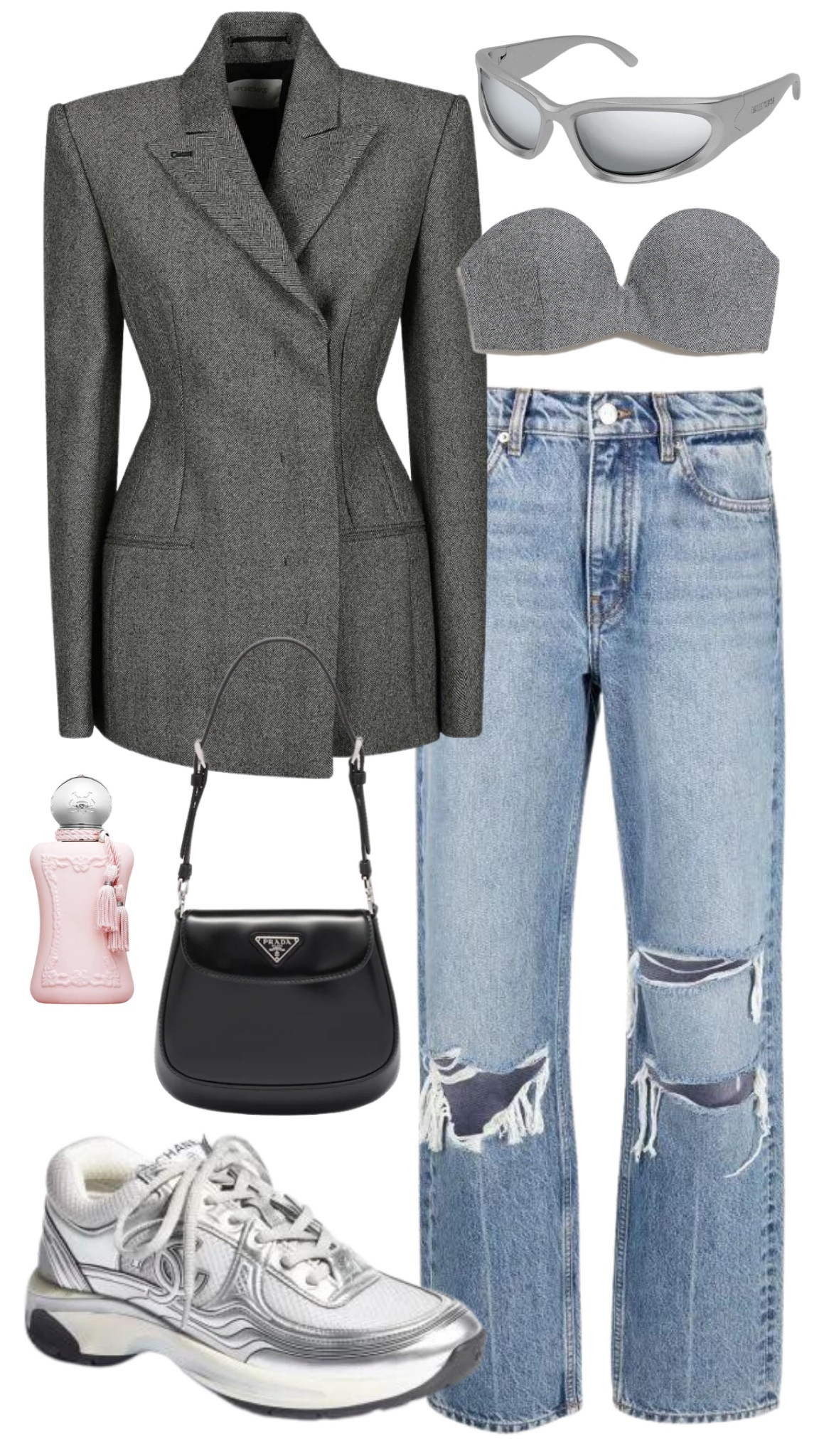 sportmax blazer and bralette 
agolde jeans 
balenciaga oval sunglasses 
chanel cruise 2022-23 sneakers 
prada mini cleo bag 
parfums de marly delina exclusif 


#LTKfit #LTKSeasonal #LTKshoecrush