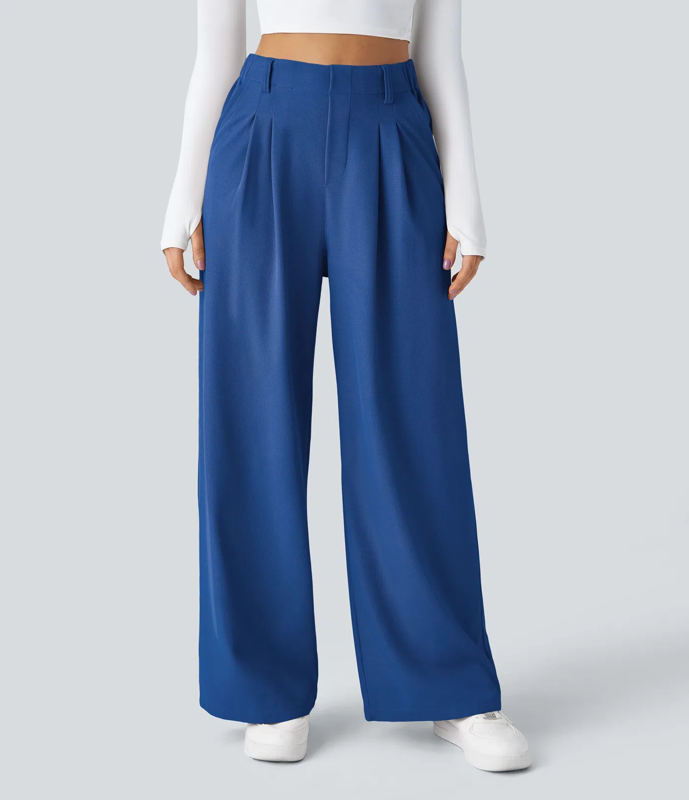 Halara Flex™ High Waisted Pocket Wide Leg Waffle Work Pants | HALARA