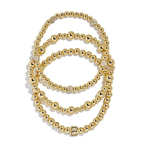 BaubleBar Pisa Bracelet Gift Set - Letter B - Three Gold Plated Bracelets, Fashion Jewelry, Gifts for Women, Stackable Set | Amazon (US)