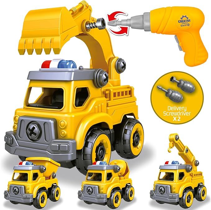 4-in-1 Take Apart Car Toys for Boys, DIY Engineering Construction Truck Toy Vehicle - Dump Truck,... | Amazon (US)