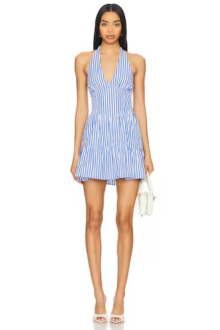 MORE TO COME Davina Halter Midi Dress in Blue Stripe from Revolve.com | Revolve Clothing (Global)