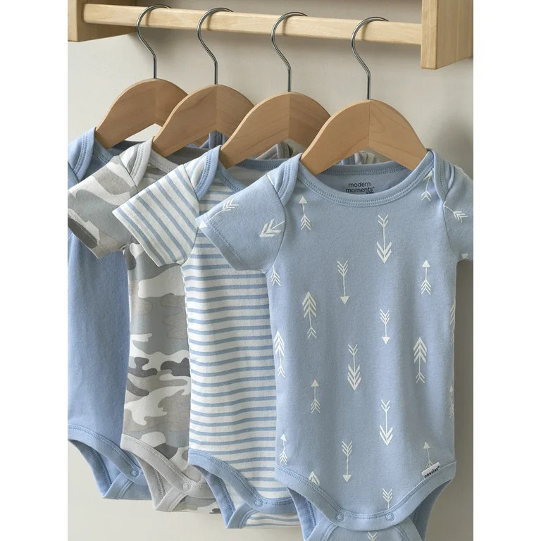 Modern Moments by Gerber Baby Boy Short Sleeve Onesies Bodysuits, 4-Pack, (Newborn-24 Months) | Walmart (US)