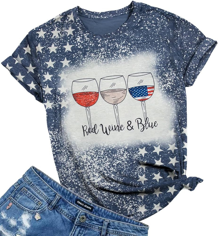 Patriotic Shirts for Women Red White and Blue Shirts American Flag Shirt 4th of July Tops Funny W... | Amazon (US)
