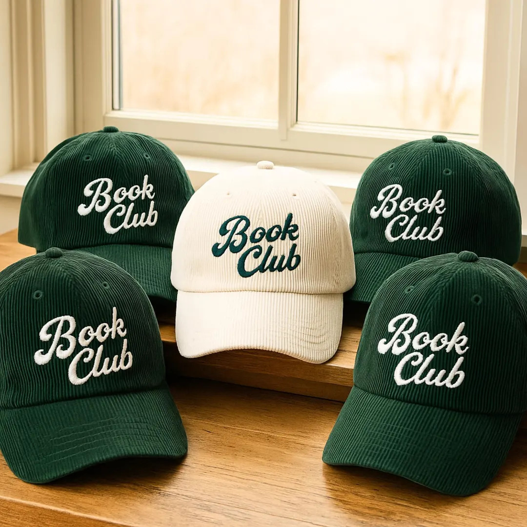 Embroidered Book Club Corduroy Hat, Bookish Gift - Etsy | Etsy (US)