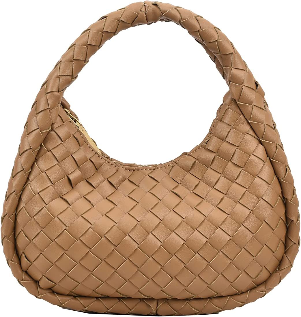 Woven Hobo Handbag Vegan Leather Trendy Designer Women Shoulder Bag Purse Hand Clutch Bag Light W... | Amazon (US)
