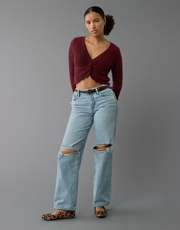 AE Strigid Curvy Ripped High-Waisted Stovepipe Jean | American Eagle Outfitters (US & CA)