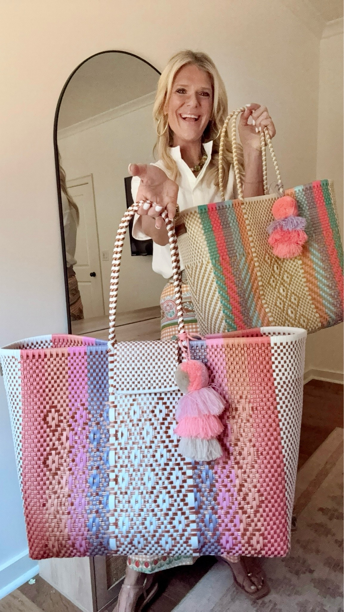 Obsessed with these for a summer day either at the pool or beach! They hold so much and are too cute🤩🐚🤭

#LTKmomlife #LTKSeasonal #LTKootd