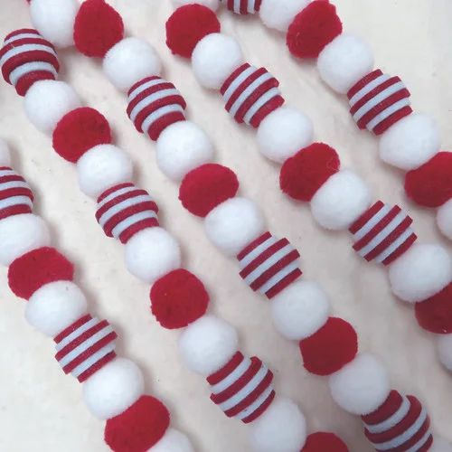 Holiday Time Dc S/2 6ft 25mm Rd/whe Ppom Ball Garland | Walmart (US)