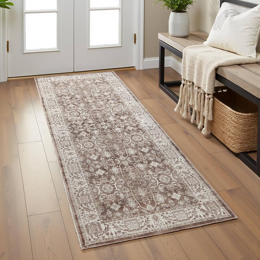 jinchan Vintage Runner Rug 2x6 Hallway Washable Indoor Distressed Classic Floral Carpet Accent Ma... | Amazon (US)