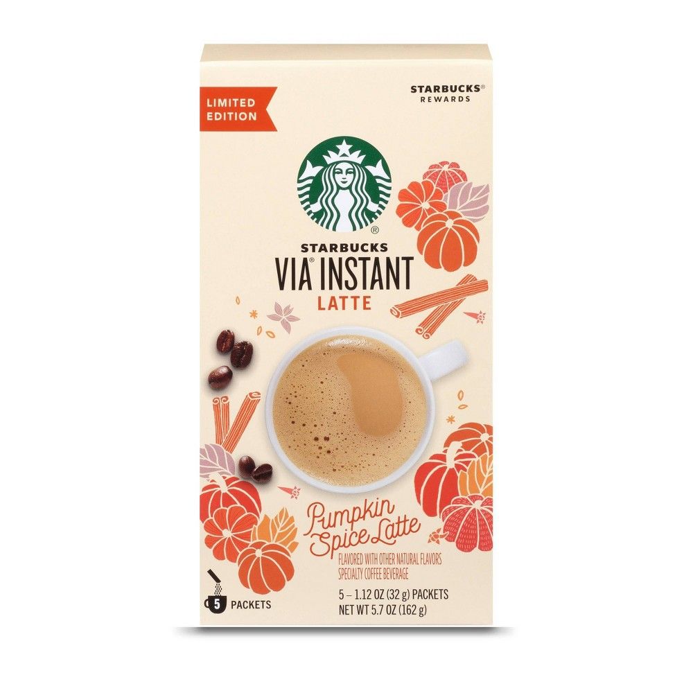 Starbucks VIA Pumpkin Spice Latte Medium Roast Instant Coffee Packets - 5.7oz/5ct | Target