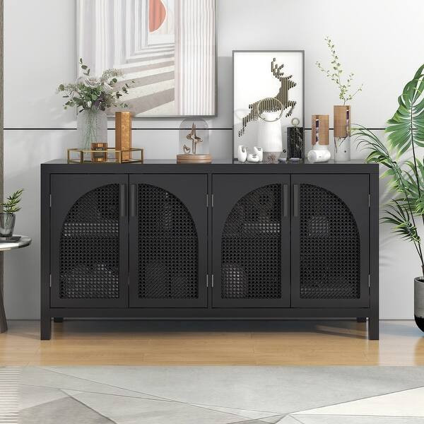Storage Sideboard with Artificial Rattan Door for Living Room Entryway - Overstock - 37039687 | Bed Bath & Beyond