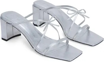 June Metallic Bow Strap Square Toe Sandal | Nordstrom