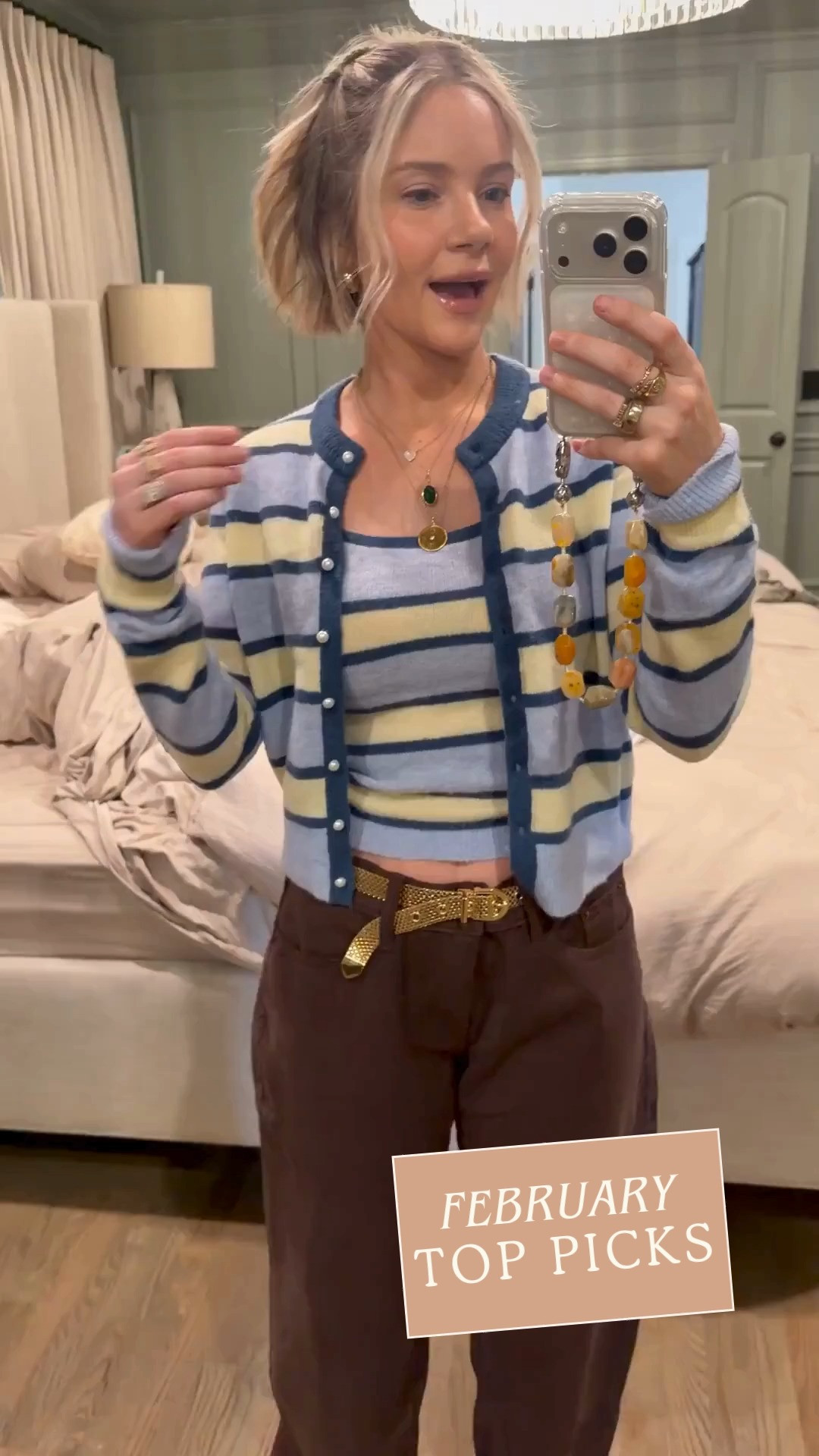 February top picks! This outfit is giving major Lizzie McGuire energy and I’m obsessed. This cardigan and tank combo is all I need on repeat this spring. 

 

#LTKgrwm #LTKootd #LTKmomlife