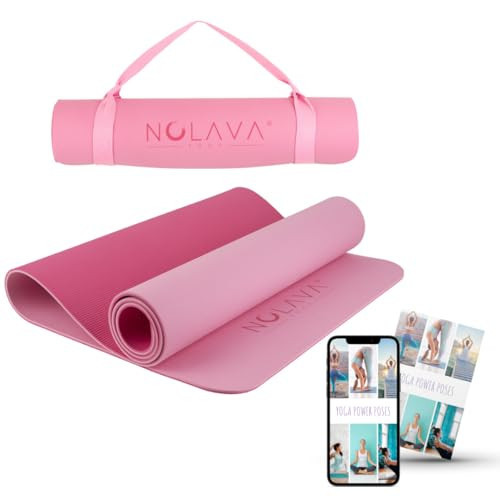 Nolava Designs TPE Eco Friendly Yoga Mat - Dual Layer Non Slip Pink - 1/4 Inch Thick, 24 Inch Wide, 72 Inch Long - Includes Strap - Cute Yoga Matt for Women - Large Exercise Mat for Home work out | Amazon (US)