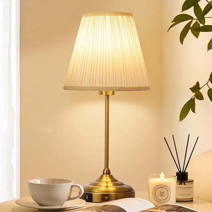 Gold Table Lamp Modern Bedside Lamp Touch Control with USB Charging Port Brightness Adjustable fo... | Amazon (US)