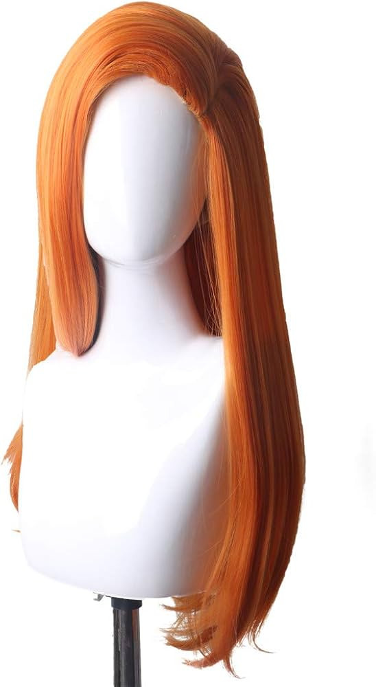 QACCF Long Straight Side Part Ginger Orange Kim Possible Copslay Wig | Amazon (US)