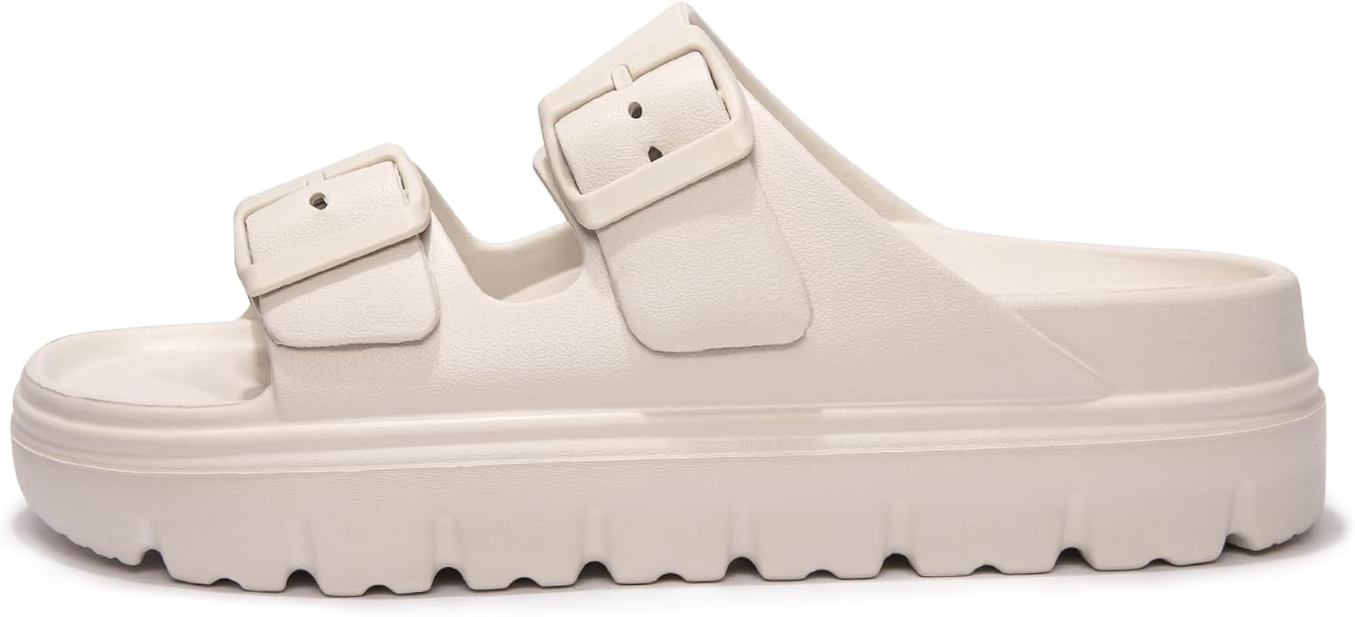 FUNKYMONKEY Women's Comfort Slides Double Buckle Adjustable EVA Flat Sandals | Amazon (US)