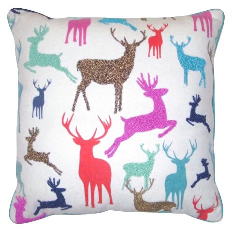 Multi Color Reindeer Decorative Pillow with Piping 18"x18"  -Threshold™ | Target