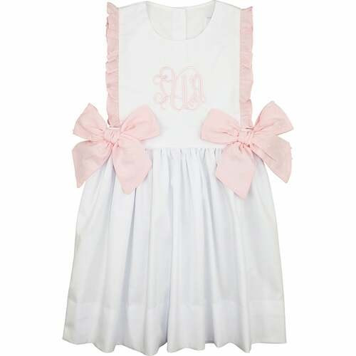 White and Pink Swiss Dot Bow Dress | Cecil and Lou